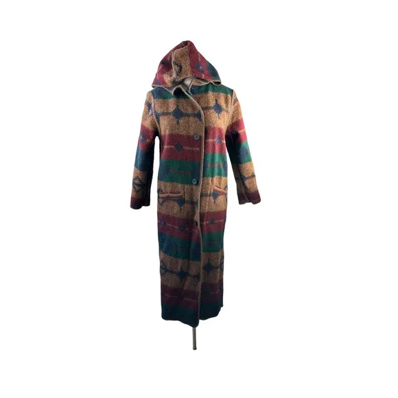 Woolrich Southwest Wool Reversible Long Hooded Blanket Coat Duster Small H14206 - Picture 14 of 16